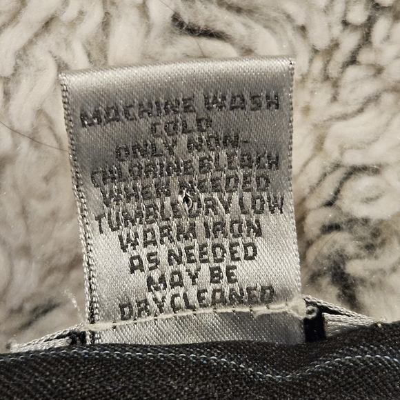 Chico's SZ 3/16 Flat Front Straight Leg Gray W/Blue Pinstripe Stretch Trouser - Picture 4 of 11